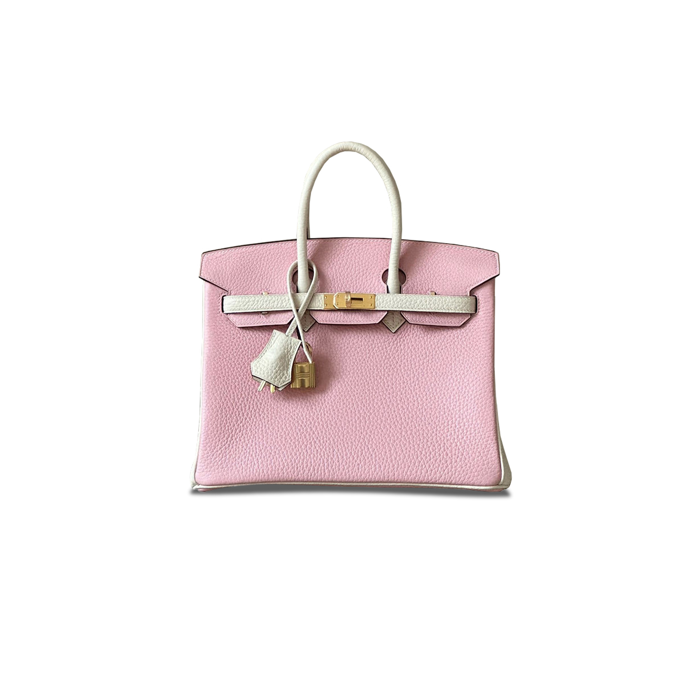 H**mes birkin 30 mallow purple and cream white gold buckle bag 23061401 (30*22*16cm)